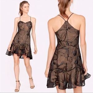 NWT Halston Heritage Soutache A-line Mini Dress Black Embroidered Sz. 6